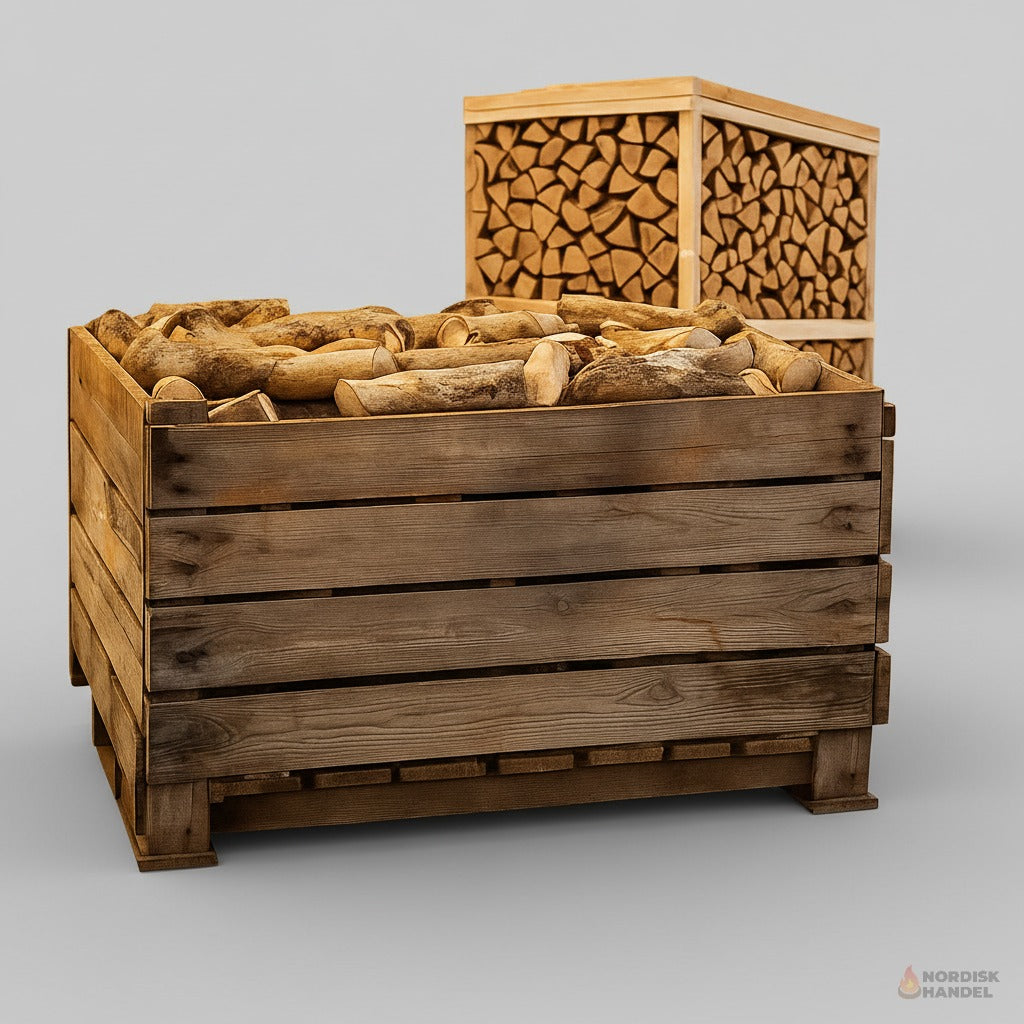 Oliven brænde 1 kasse + 1 x Bøg ovntørret brændetårn 1m3